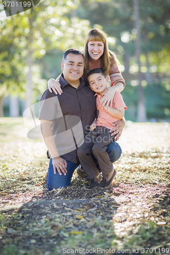 Image of Young Mixed Race Family Portrait Outdoors