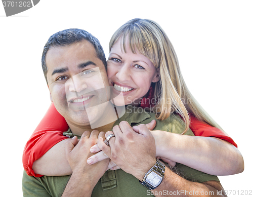 Image of Attractive Mixed Race Couple on White