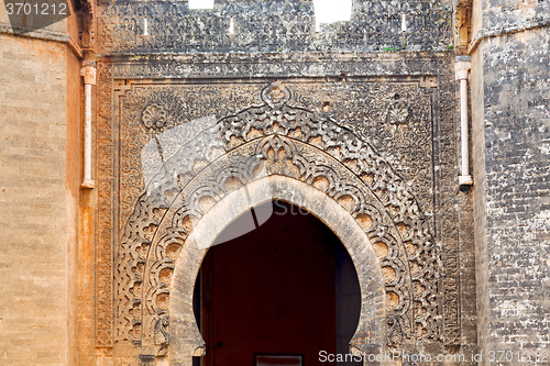 Image of old door in morocco africa ancien and wall ornate   yellow