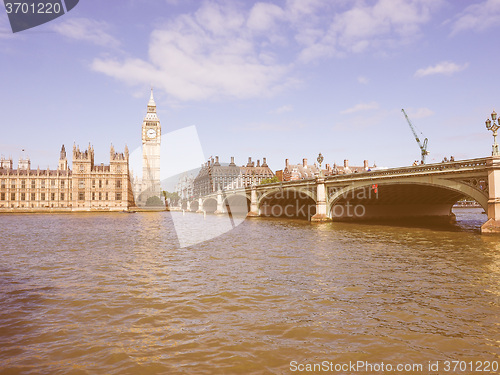 Image of Retro looking Houses of Parliament in London