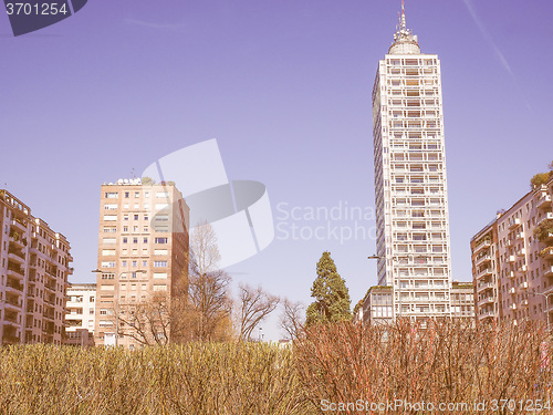 Image of Retro looking Piazza Repubblica in Milan