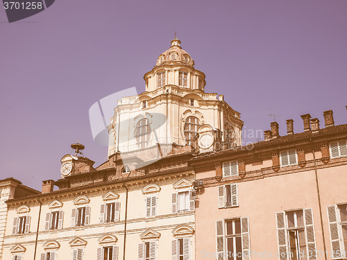 Image of Retro looking San Lorenzo church in Turin
