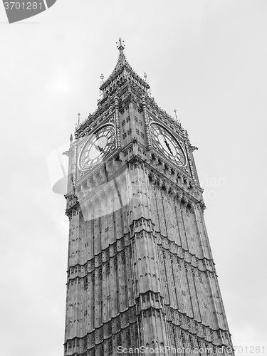 Image of Black and white Big Ben in London