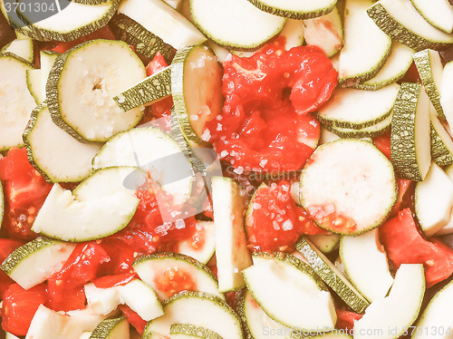 Image of Retro looking Zucchini with tomato