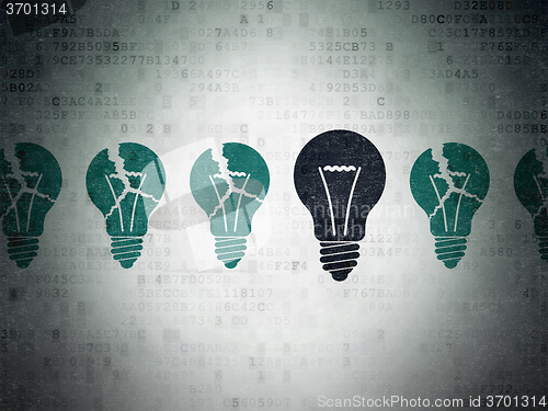 Image of Finance concept: light bulb icon on Digital Paper background