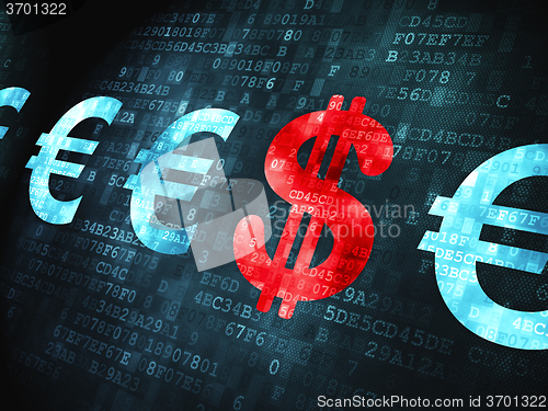 Image of Banking concept: Dollar And Euro on digital background