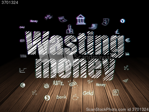 Image of Banking concept: Wasting Money in grunge dark room