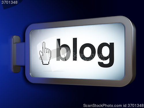 Image of Web design concept: Blog and Mouse Cursor on billboard background