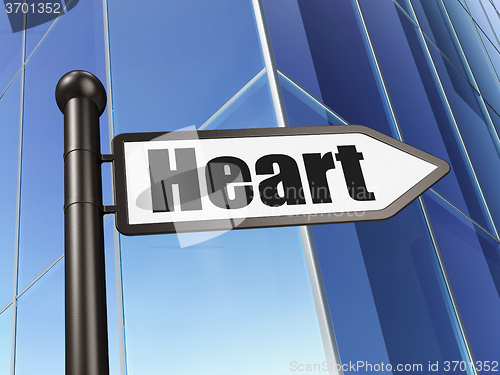 Image of Healthcare concept: sign Heart on Building background