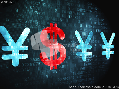 Image of Currency concept: Dollar And Yen on digital background
