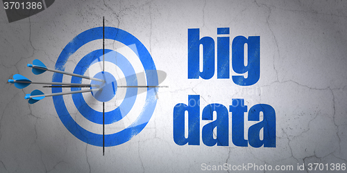 Image of Information concept: target and Big Data on wall background