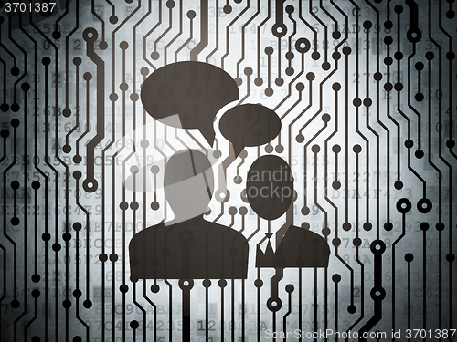 Image of Finance concept: circuit board with Business Meeting