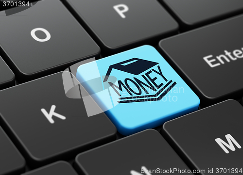 Image of Banking concept: Money Box on computer keyboard background