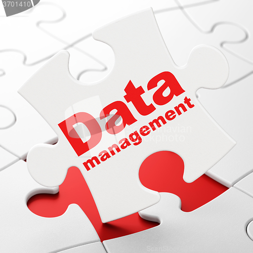 Image of Data concept: Data Management on puzzle background