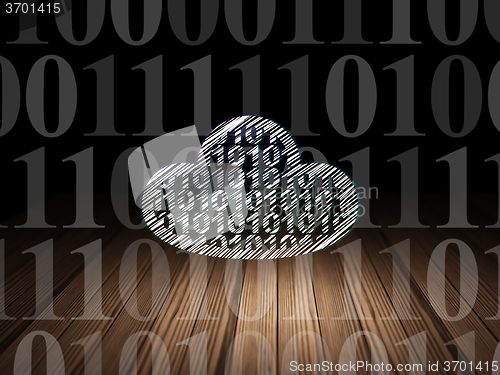 Image of Cloud technology concept: Cloud With Code in grunge dark room