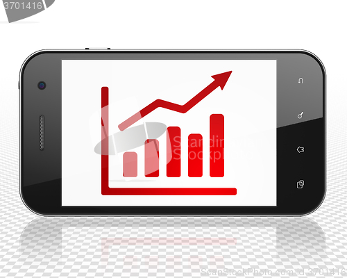 Image of News concept: Smartphone with Growth Graph on display