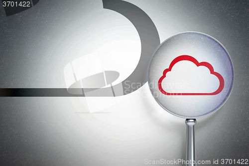 Image of Cloud networking concept:  Cloud with optical glass on digital background