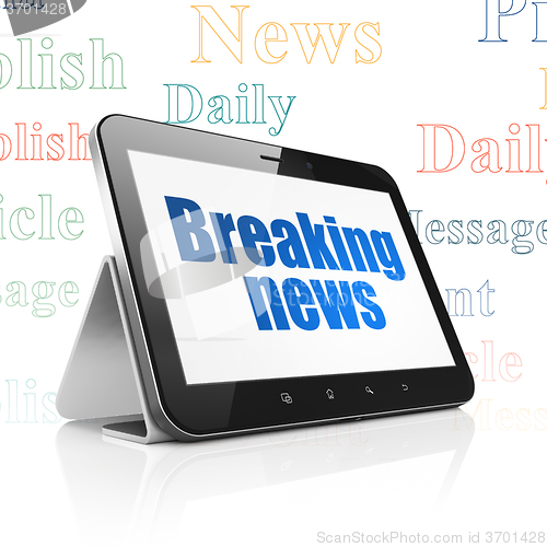 Image of News concept: Tablet Computer with Breaking News on display