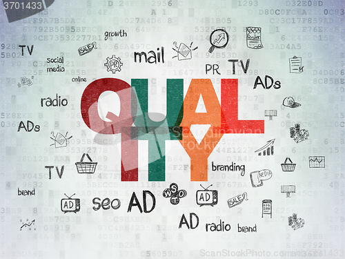 Image of Marketing concept: Quality on Digital Paper background