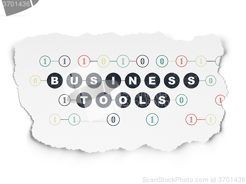 Image of Business concept: Business Tools on Torn Paper background