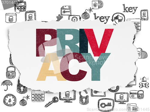Image of Security concept: Privacy on Torn Paper background