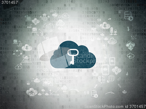 Image of Cloud networking concept: Cloud With Key on Digital Paper background