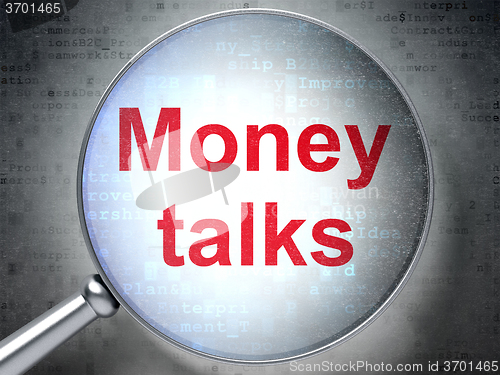 Image of Finance concept: Money Talks with optical glass