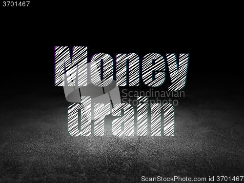 Image of Banking concept: Money Drain in grunge dark room