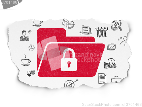 Image of Finance concept: Folder With Lock on Torn Paper background
