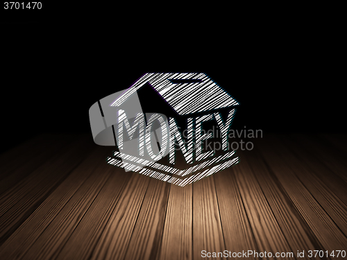Image of Banking concept: Money Box in grunge dark room