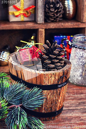 Image of Christmas composition with tree