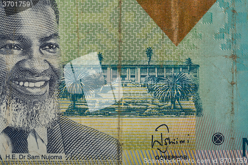 Image of Detail of 10 Namibian dollars banknote