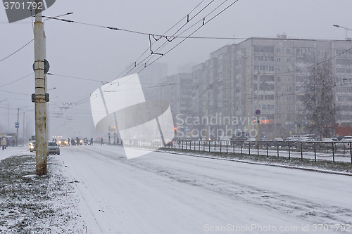 Image of City street road in winter