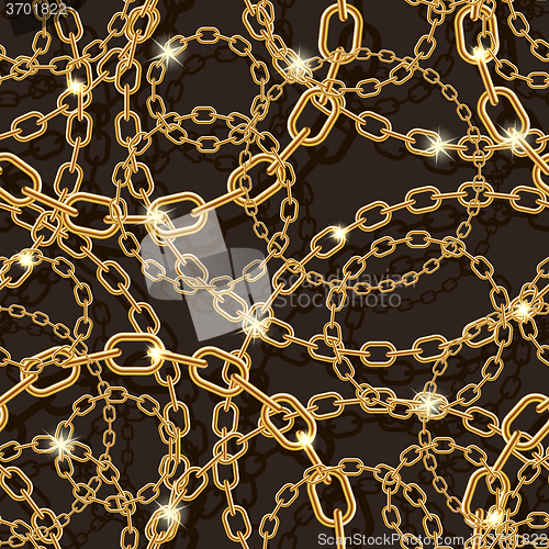 Image of Gold chain on black.  seamless 
