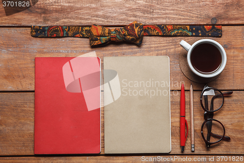 Image of Men\'s accessories on the wooden table