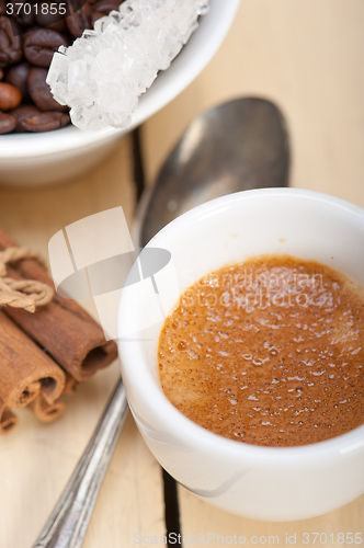Image of espresso coffee with sugar and spice