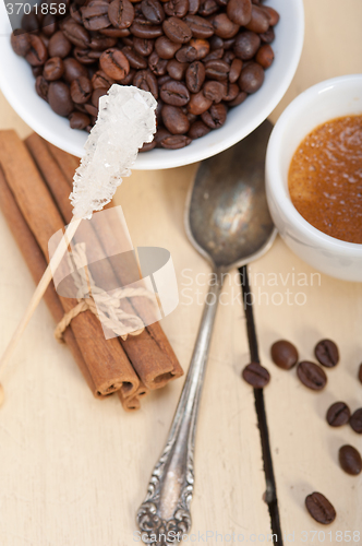 Image of espresso coffee with sugar and spice