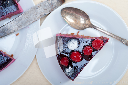 Image of blueberry and raspberry cake mousse dessert