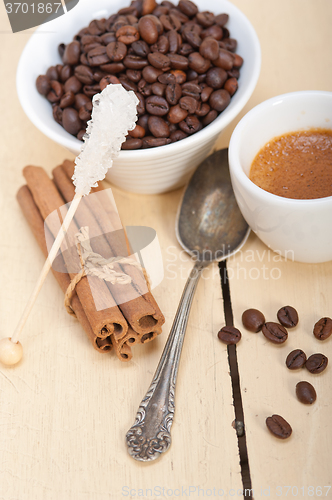 Image of espresso coffee with sugar and spice