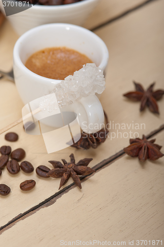 Image of espresso coffee with sugar and spice