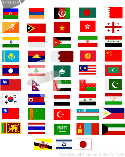 Image of flags of the countries of Asia