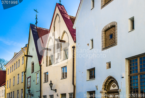 Image of Narrow street in the Old Town of Tallinn with colorful facades