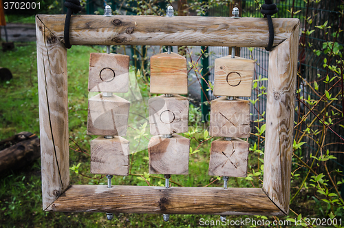 Image of Wooden game Tic Tac Toe, close-up  