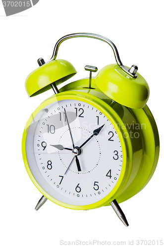 Image of Green color clock isolated on a white background  