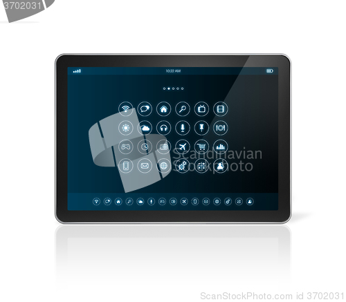 Image of tablet pc with apps icons interface