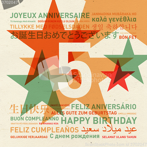 Image of 5th anniversary happy birthday card from the world