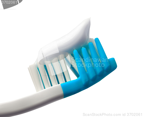 Image of Toothbrush with toothpaste isolated on white background