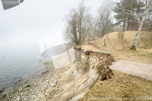 Image of North Estonian limestone shore  in a fog