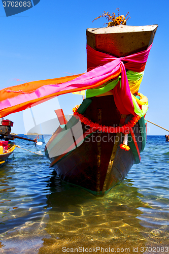 Image of boat prow asia in the  kho tao     thailand  and south   sea 