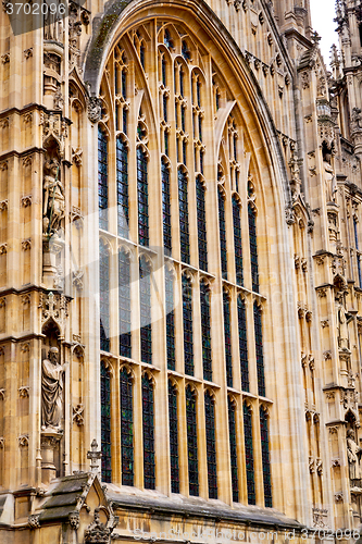 Image of old in   window    structure and sky